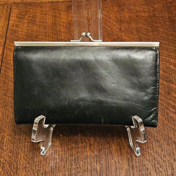Vintage Isaac Mizrahi Black Leather Kiss-Lock Wallet. - Picture 2 of 6